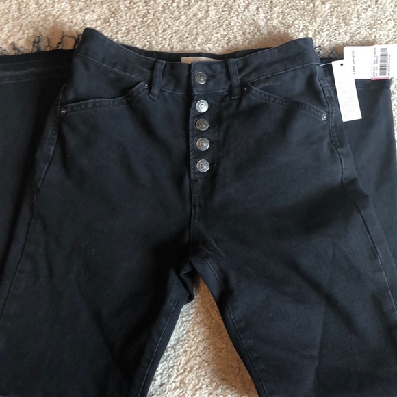 Free People black fringed classic crop ankle Jean denim size size 25 pant botton - Picture 6 of 8